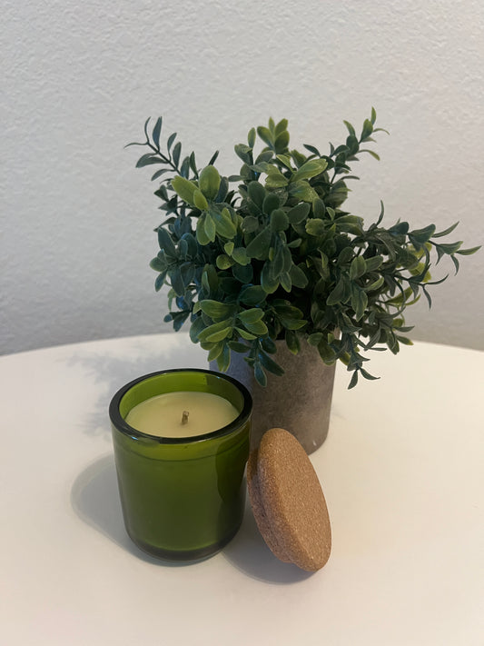 Zen Breeze - Himalayan Bamboo Subtly Scented Luxury Beeswax Candle  in Green Sonoma Tumbler- 14 oz.